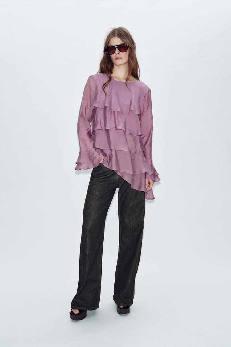 ASYMMETRIC RUFFLED TOP - Zara product image