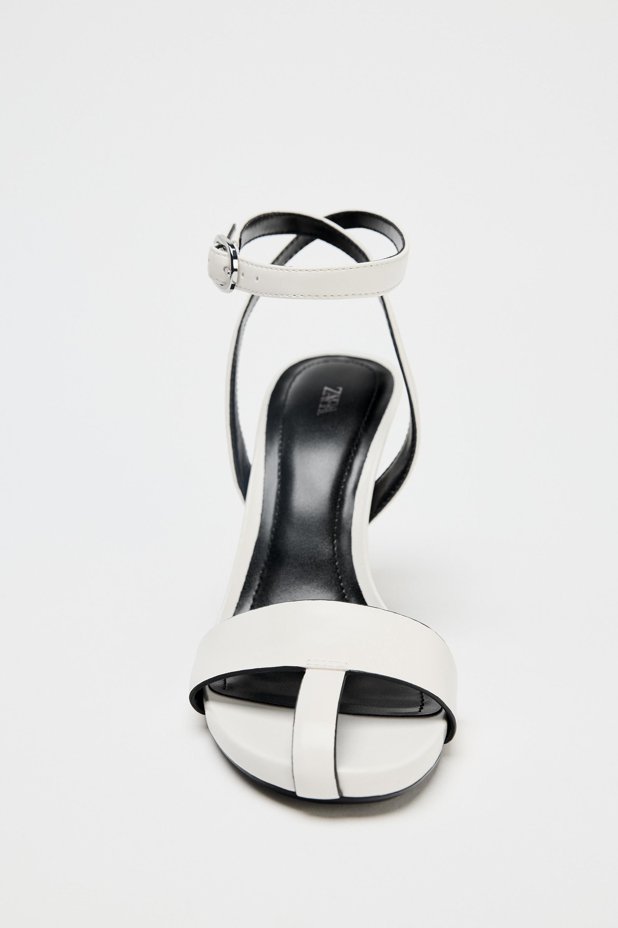 OPEN TOE HEELED LEATHER SANDALS
