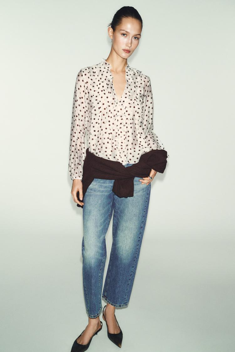 RUFFLED POLKA DOT BLOUSE - Zara product image