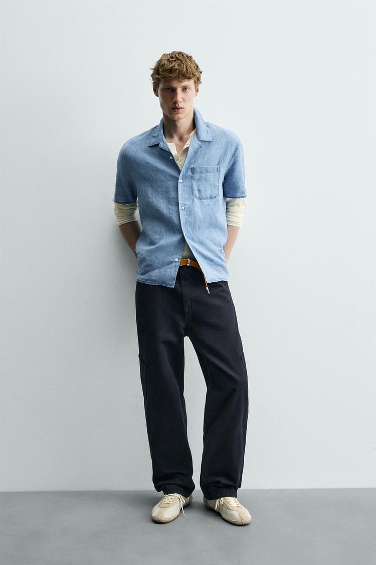 INDIGO 100% LINEN RELAXED FIT SHIRT - Zara product image