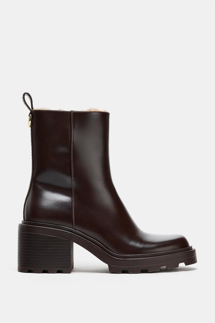 HEELED ANKLE BOOTS WITH FAUX FUR INTERIOR - Zara product image