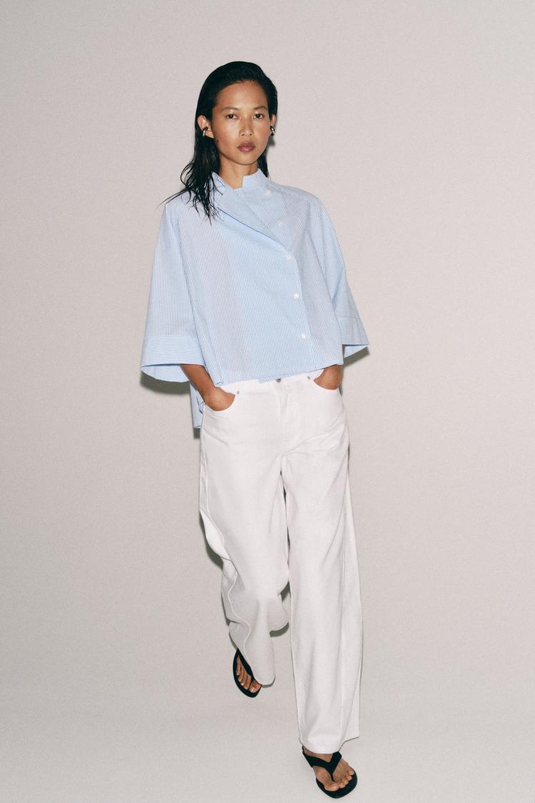 ZW COLLECTION ASYMMETRIC STRIPED SHIRT - Zara product image