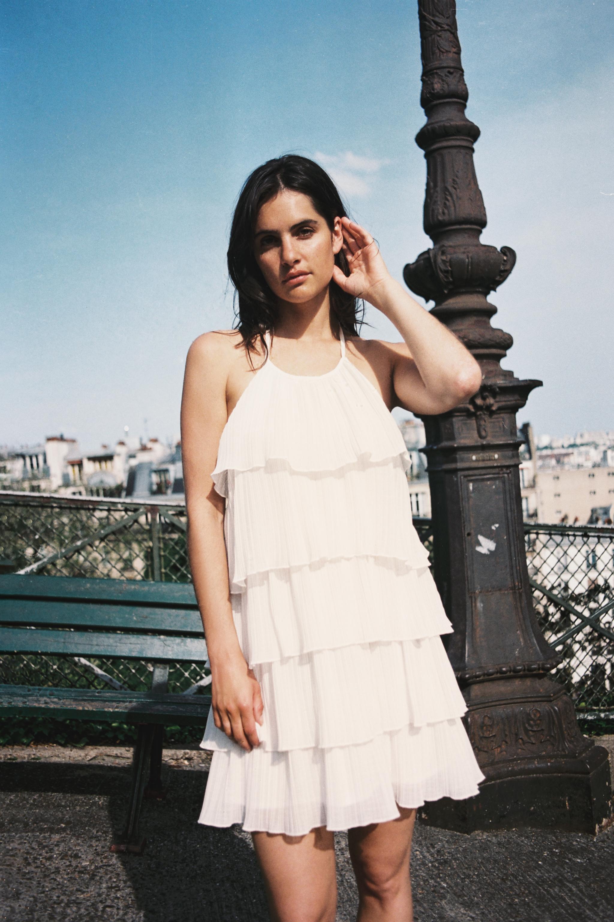 RUFFLED HALTER DRESS