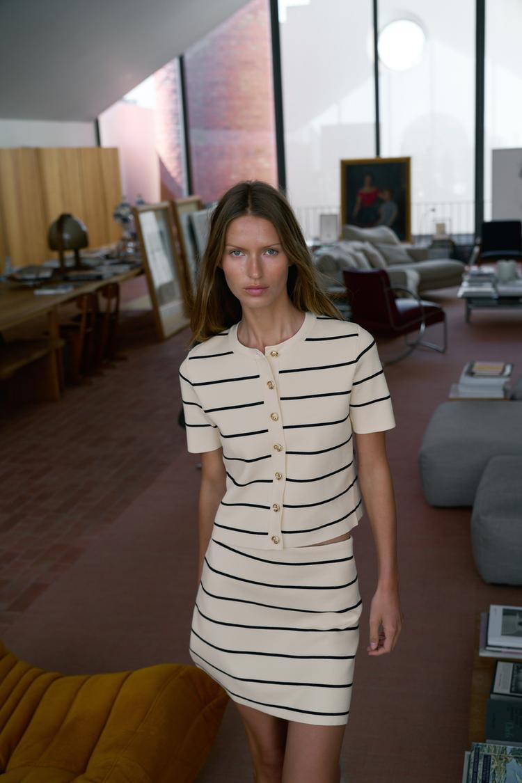 STRIPED KNIT MINI SKIRT - Zara product image