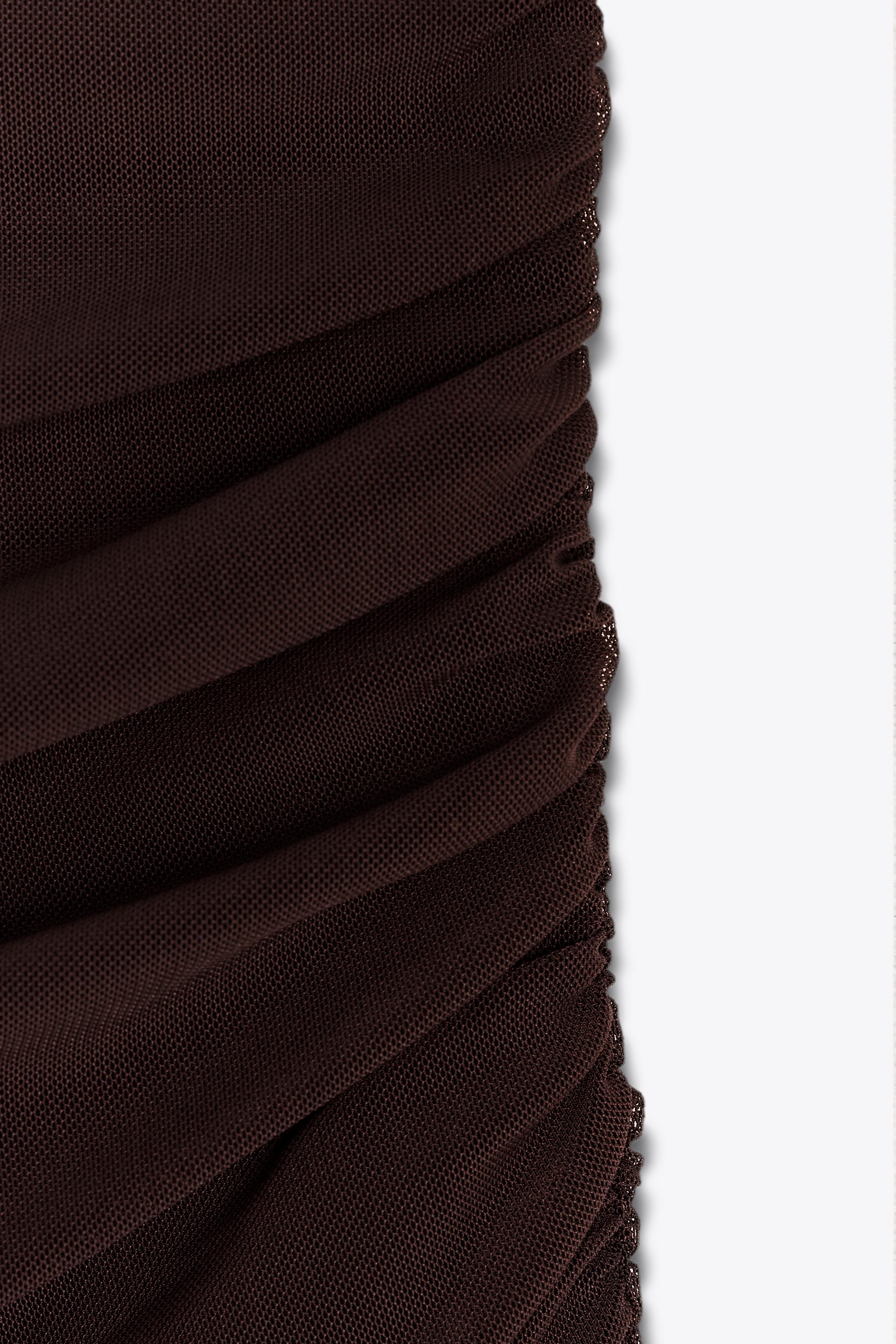 DRAPED HALTER TULLE DRESS