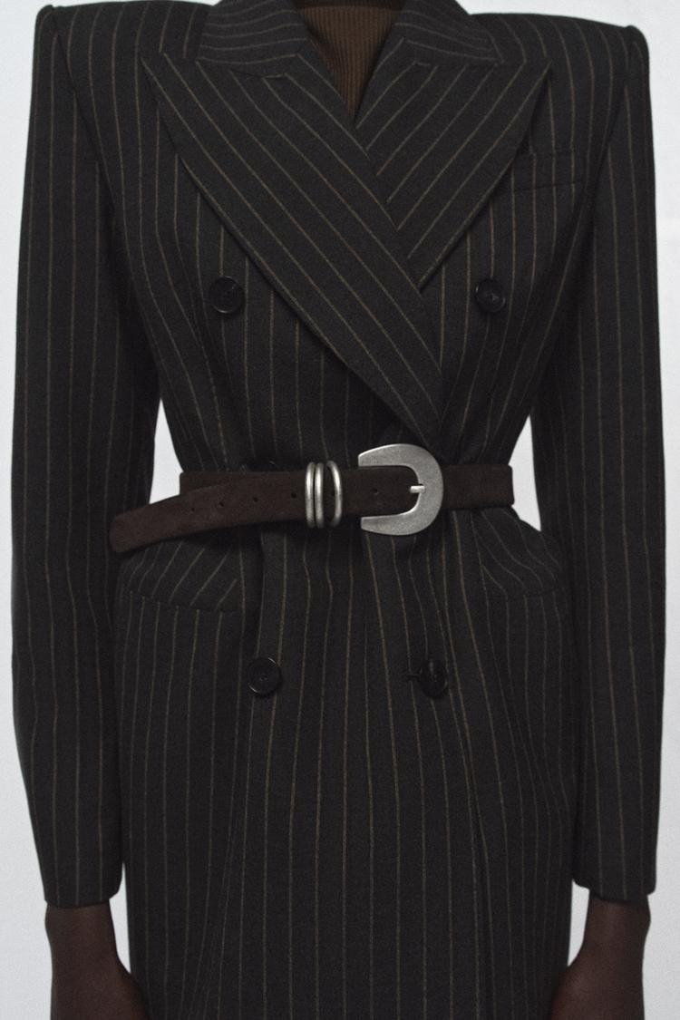 100% SUEDE LEATHER BELT WITH TRIPLE KEEPER - Zara product image