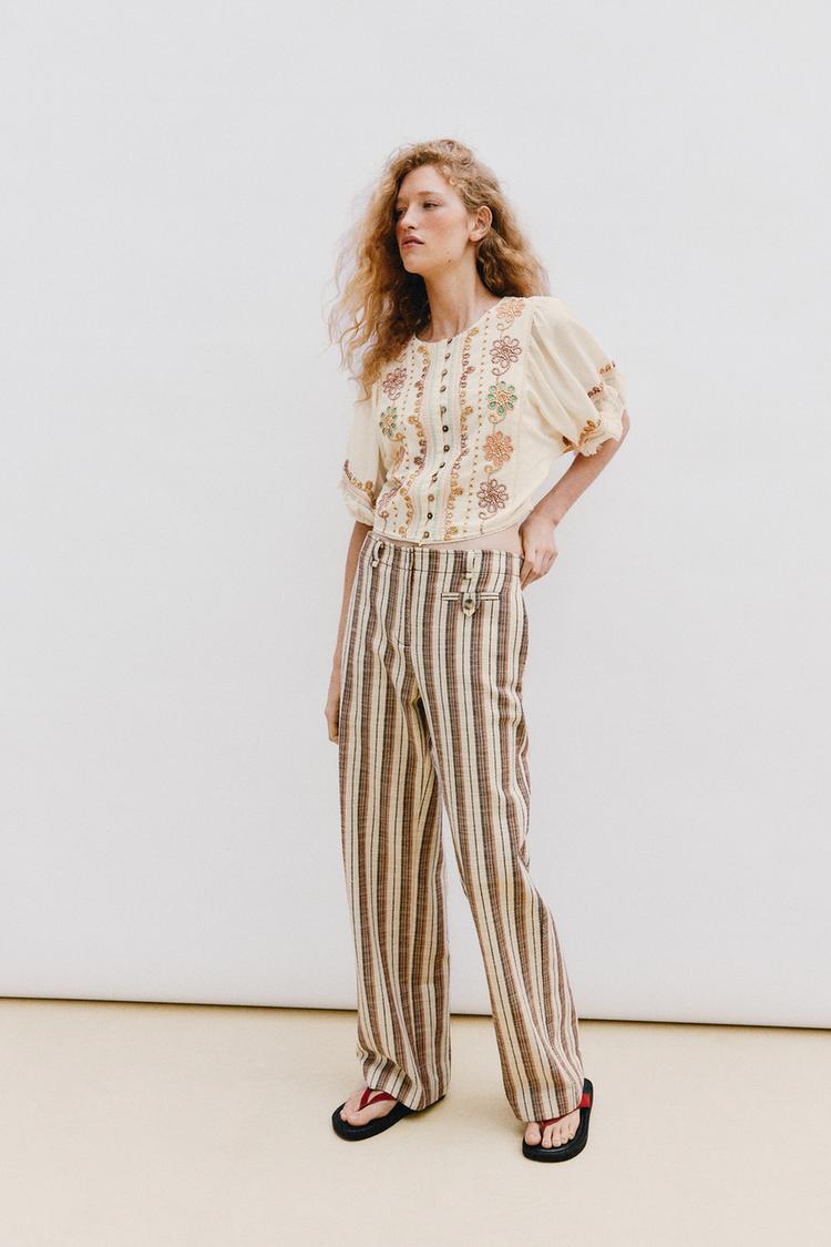 EMBROIDERED FRINGE BLOUSE - Zara product image